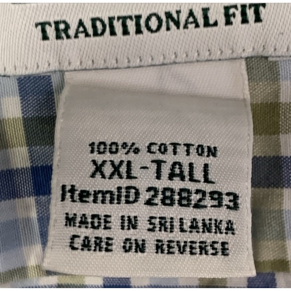 LL BEAN Shirt Mens XXL Tall Traditional Fit Plaid Button Up Long Sleeve Shirt - Picture 8 of 10